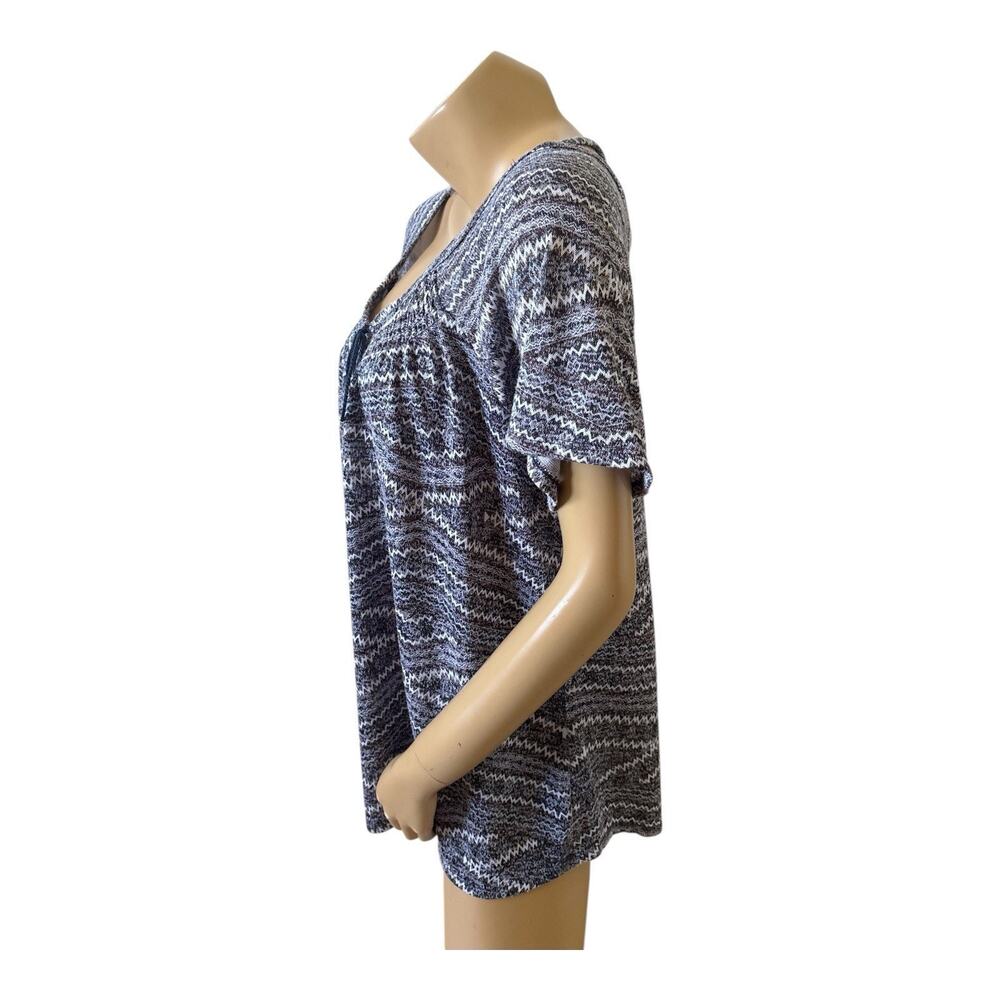 Faded Glory Peasant Top Womens Plus 1X 16W Geometric Tassel Keyhole Boho Knit - Picture 2 of 8